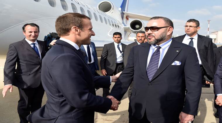 Emmanuel Macron, King Mohammed VI, macron in morocco, macron qatar crisis, macron libya conflict