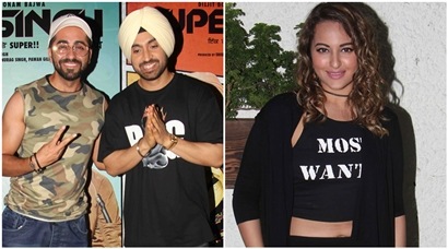 Super Singh actor Diljit Dosanjh was all smiles at the screening, Sonakshi Sinha and Ayushmann Khurrana also attend