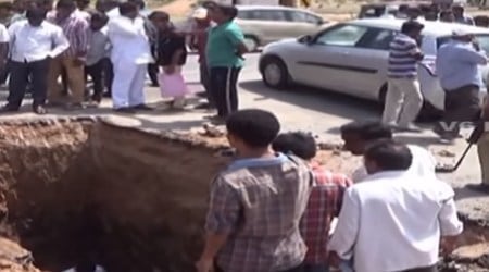 Man digs up highway in Telangana in search of Shiva Lingam, says was "asked" by Lord to do it