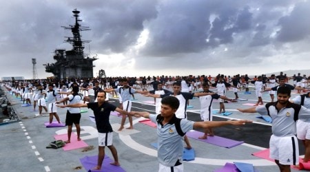Pictures of Indian Armed Force officials doing yoga on INS Viraat will inspire you to take up yoga today!