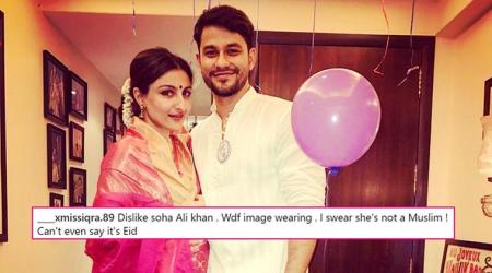 ‘I swear she’s not Muslim’: Soha Ali Khan trolled for wearing pink sari