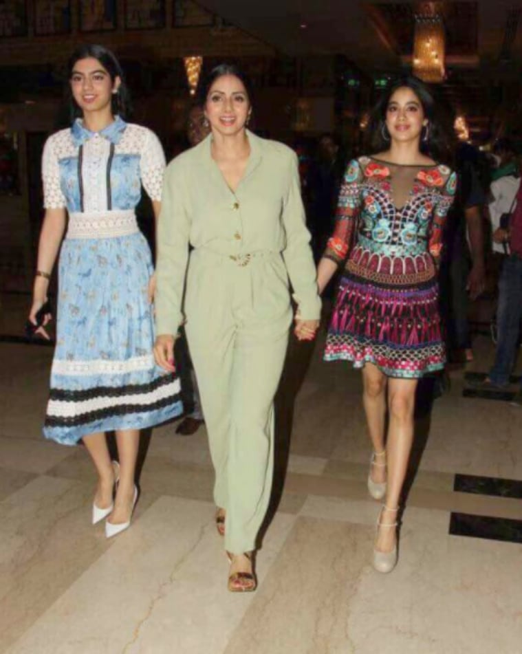 mom trailer, sridevi, sridevi jhanvi, sridevi daughters jhanvi khushi, mom trailer launch pics