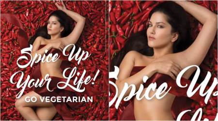 Sunny Leone outruns a bed of chillies in hotness quotient in new PETA ad, see photo