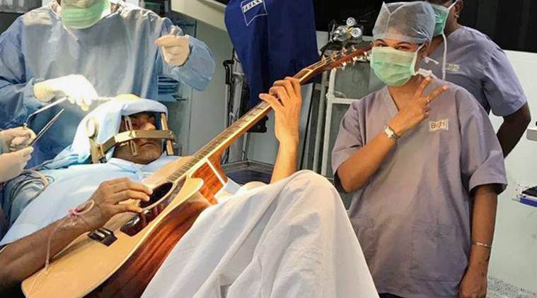 Bengaluru patient surgery, Patient plays guitar, Guitar during surgery, Surgery-Guitar, bengaluru patient,