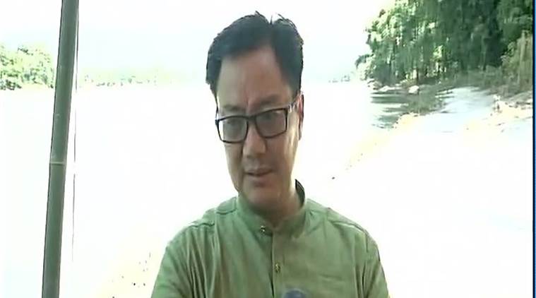 kiren rijiju, arunachal pradesh, floods, north east, landslide, west siang, brahmaputra river overflow, arunachal flood compensation, indian express