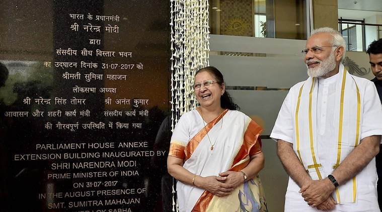 pm modi, new parliament building, parliament house annexe building, sumitra mahajan, indian express