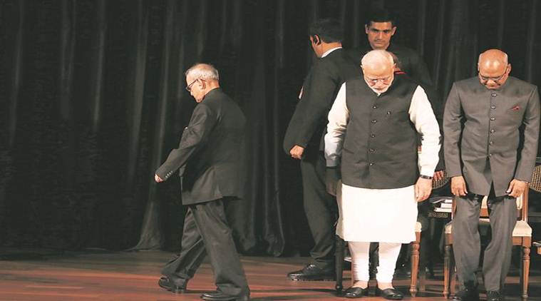 Pranab Mukherjee Farewell Speech, Pranab Mukherjee Farewell, Ram Nath Kovind Swearing-in, Pranab Mukherjee last address to the nation, Pranab Mukherjee on cow politics, India News, Indian Express news