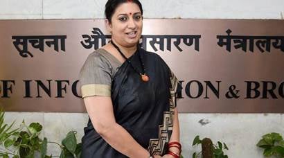 Textiles Minister Smriti Irani gets additional charge of Information and Broadcasting Ministry