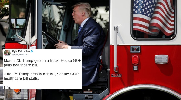 “Where’s the fire?”: Donald Trump ‘driving’ a truck becomes a meme