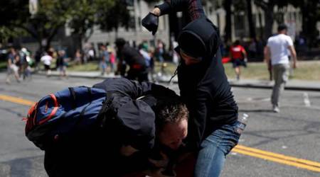 Black-clad anarchists storm Berkeley rally, assaulting 5