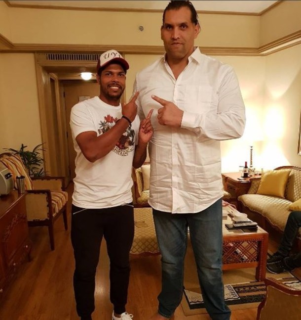 Virat Kohli, the great khali, khali, kohli, umesh yadav, shikhar dhawan, dhawan, cricket, wwe, sprots, indian express