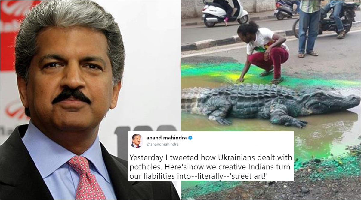 Anand Mahindra Tweets Out Bengaluru Artists ‘pothole Art To Spread Important Message The 1413