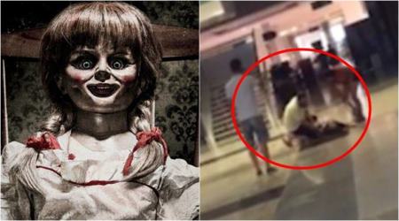 Video: Woman gets hysterical, PUNCHES HERSELF after watching Annabelle: Creation