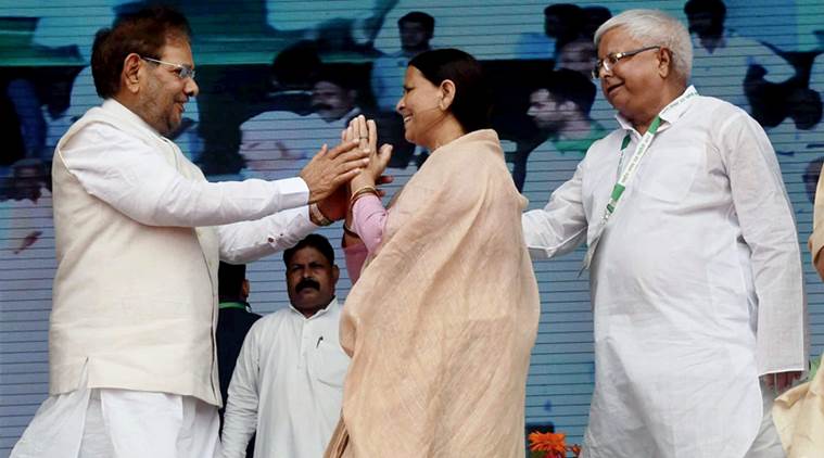 bjp bhagao rally, rjd patna rally, lalu rally, RJD Patna Rally, Lalu Yadav, RJD BJP conflict, Sharad Yadav, Lalu Yadav Sharad Yadav together, Anti BJP rally, India News, Bihar, Patna rally, Lalu, Indian Express