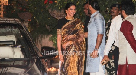 Deepika Padukone in this Sabyasachi gold sari reminds us of yesteryear Bollywood beauties
