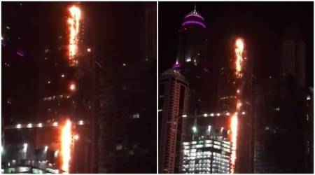 Flames engulf residential skyscraper in Dubai
