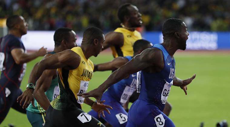 usain bolt, justin gatlin, gatlin, london stadium, athletics, sports news, indian express