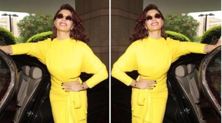 Jacqueline Fernandez’s yellow dress is perfect to brighten up a dull, rainy day
