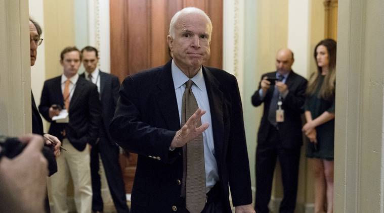 John McCain, John McCain tumor, John McCain cancer, John McCain health, donald trump, us senator brain cancer, us leader brain cancer, indian express news