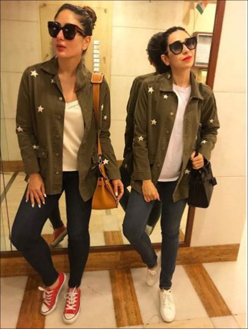 kareena karisma sister goals, soha ali khan baby shower images, kareena karisma twinning, kareena karisma photos, kareena karisma sibling goals