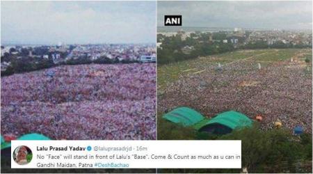 Did Lalu Prasad Yadav tweet photoshopped image of crowd at his ‘BJP bhagao, desh bachao’ rally?