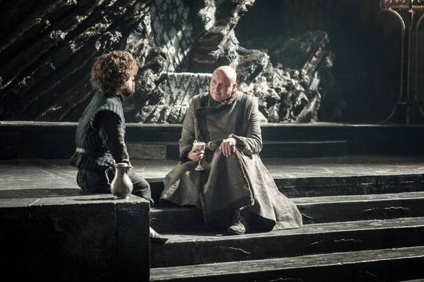 game of thrones, game of thrones season 7, game of thrones season 7 episode 5, game of thrones episode 5 stills, varys, tyrion lannister