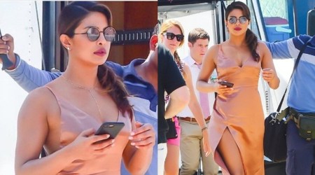 Priyanka Chopra in this nude silk gown is an absolute stunner