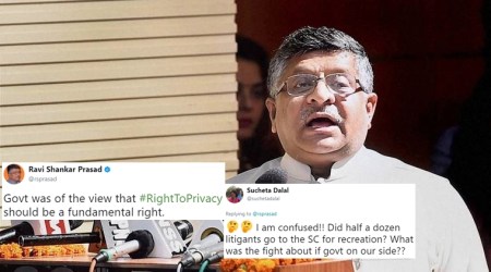 Ravi Shankar Prasad says govt was of view privacy is fundamental right, Twitterati call it ‘blatant lie’