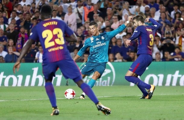 Barcelona vs Real Madrid, Spanish Super Cup 1st leg, Cristiano Ronaldo, El Clasico, Lionel Messi, sports gallery, football, Indian Express