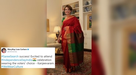 On Independence Day, US envoy to India takes to Twitter to share the photo of her Kanjeevaram sari debut