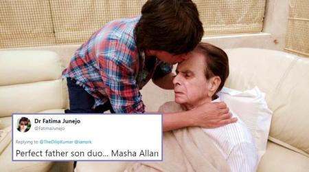 Shah Rukh Khan meets Dilip Kumar to wish good health, and Twitterati go all out