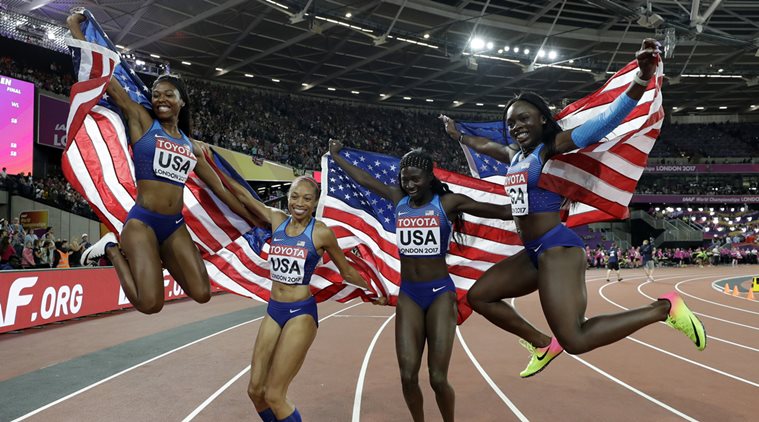 Tori Bowie, women's 4x100 metres relay, World Championships, Allyson Felix, sports news, Indian Express