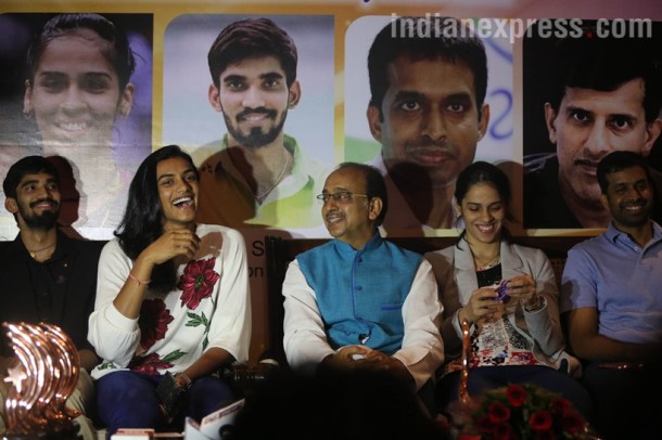 pv sindhu, saina nehwal, kidambi srikanth, p gopichand, world badminton championships, vijay goel, badminton, indian express