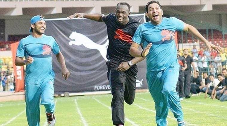 yuvraj singh, usain bolt, yuvraj singh usain bolt race, bolt tributes, world athletics championship, athletics news, sports news, indian express