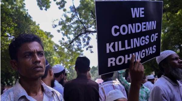 rohingya muslims, rohingya muslims protest, rohingya muslims new delhi, rohingya muslims jantar mantar, myanmar, burma, Aung San Suu Kyi, Indian express news