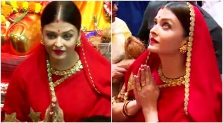 Aishwarya Rai Bachchan's red Sabyasachi sari for Ganpati Visarjan at Lalbaugcha Raja sets hearts racing