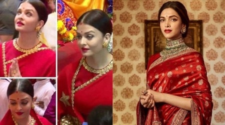Aishwarya Rai Bachchan and Deepika Padukone go regal in red Sabyasachi saris, but who pulled it off better?