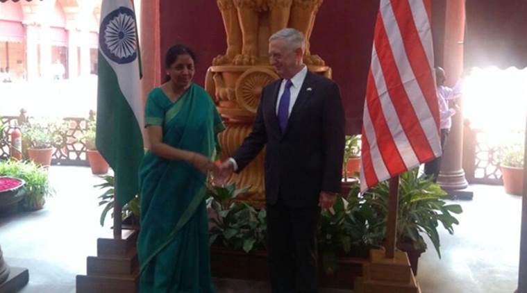 jim mattis, us defence secretary, jim mattis in india, Mattis India visit, defence minister, nirmala sitharaman, india us ties, indian express, F16 fighters, maritime exercise, India News, Indian Express