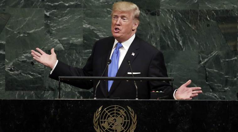 donald trump, us president donald trump, donald trump un speech, Jane Goodall, indian express news
