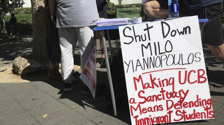 Shut Down Milo Yiannopoulos, UC berkley, university of California, berkley campus, world news, indian express