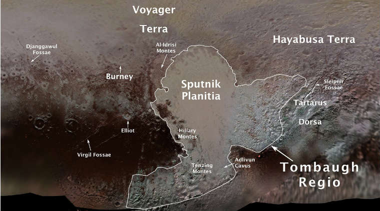 Pluto, Pluto mountains, Pluto mountain names, Tenzing Norgay, Edmund Hillary