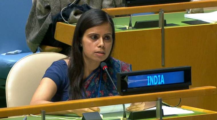 Pakistan terrorism, India Pakistan, India slams Pakistan, India UNGA response to Pakistan, Pakistan Terroristan, Pakistan PM on India, Pakistan on Kashmir, Hafiz Saeed, indian express news