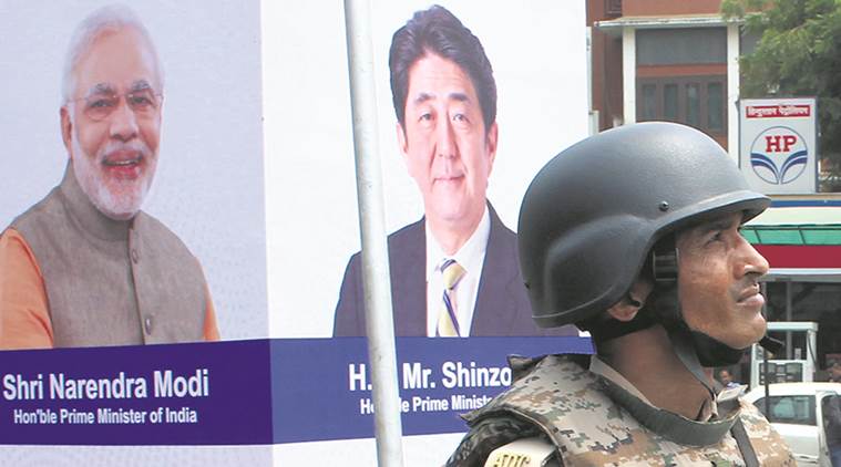 shinzo abe, japan pm, narendra modi, abe modi meeting, shinzo abe india, shinzo abe ahmedabad, shinzo abe meeting live updates, indian express news