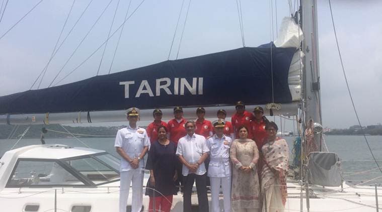 Nirmala Sitharaman, navy women crew, Navika Sagar Parikrama, Navika Sagar Parikrama all-women crew, Defence Minister, Panaji, india news, indian express news