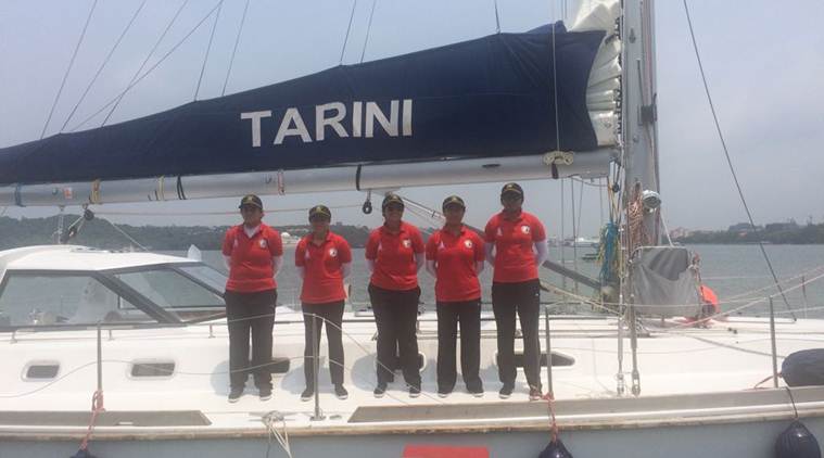 Nirmala Sitharaman, navy women crew, Navika Sagar Parikrama, Navika Sagar Parikrama all-women crew, Defence Minister, Panaji, india news, indian express news