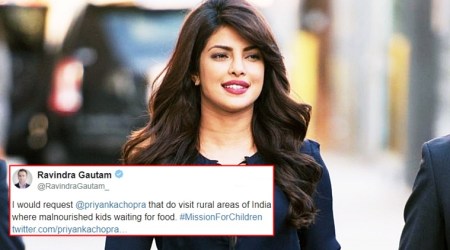 Priyanka Chopra gives a fitting reply to Twitter user asking her to visit malnourished children in India