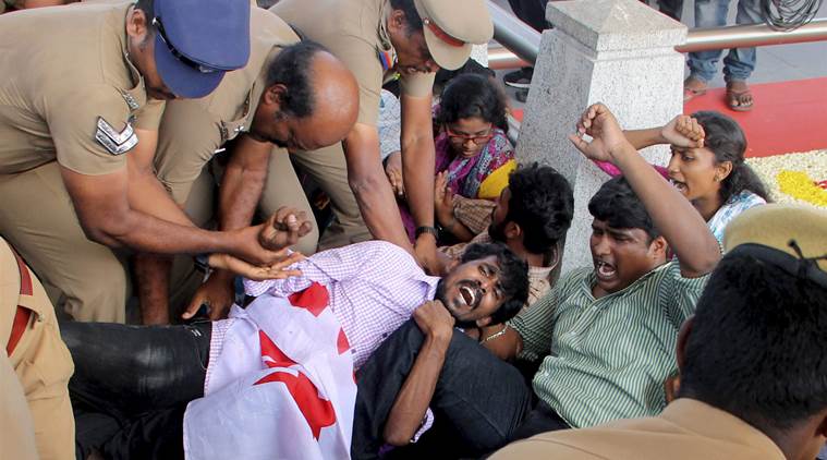 J Jayalalithaa,  protest against NEET, neet protests, protests at J Jayalalithaa's mausoleum, India news, national news, Latest news 