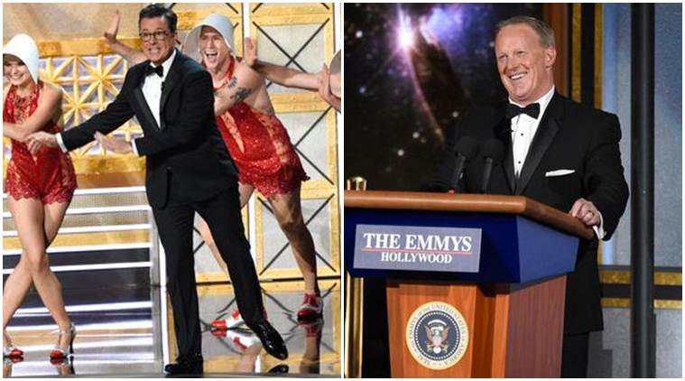 stephen colbert, sean spicer, emmy awards, primetime emmy swards, primetime 69th emmy awards, donald trump