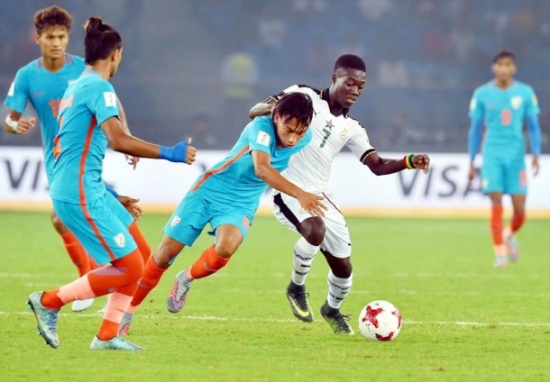 fifa u-17 world cup, u-17 world cup, india vs ghana, ind v gha, dheeraj singh, amarjit singh, eric Ayiah, football, sports, indian express