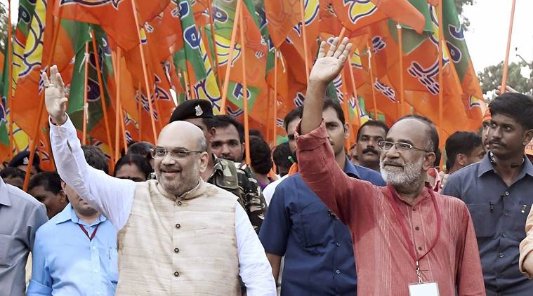 Amit Shah, Jan Raksha Yatra, Amit Shah rally, BJP rally in Delhi, Kerala BJP, Kerala violence, Jan Raksha Yatra Kerala, Amit Shah kerala rally, india news, indian express news